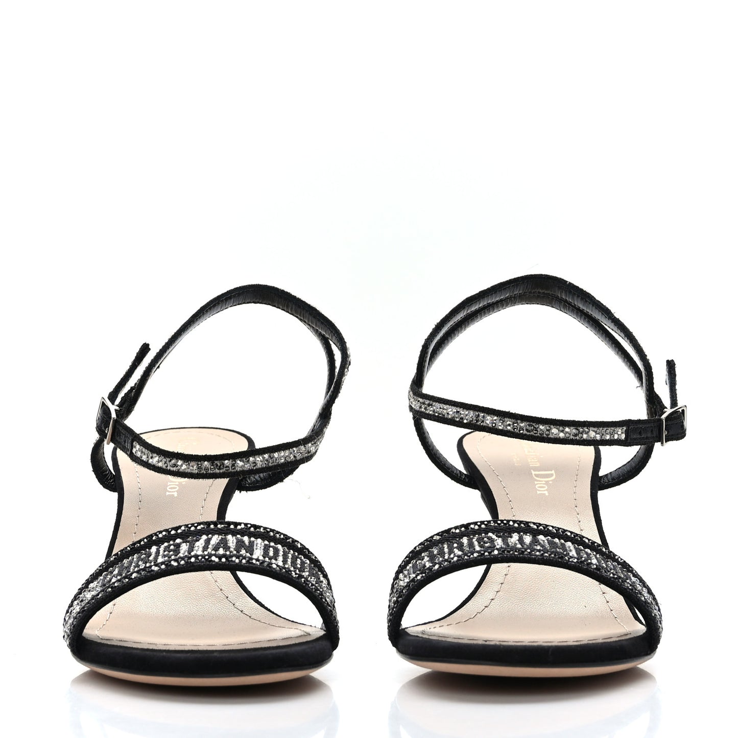 Crystal Suede Embroidered Dway 65mm Sandals 38 Black