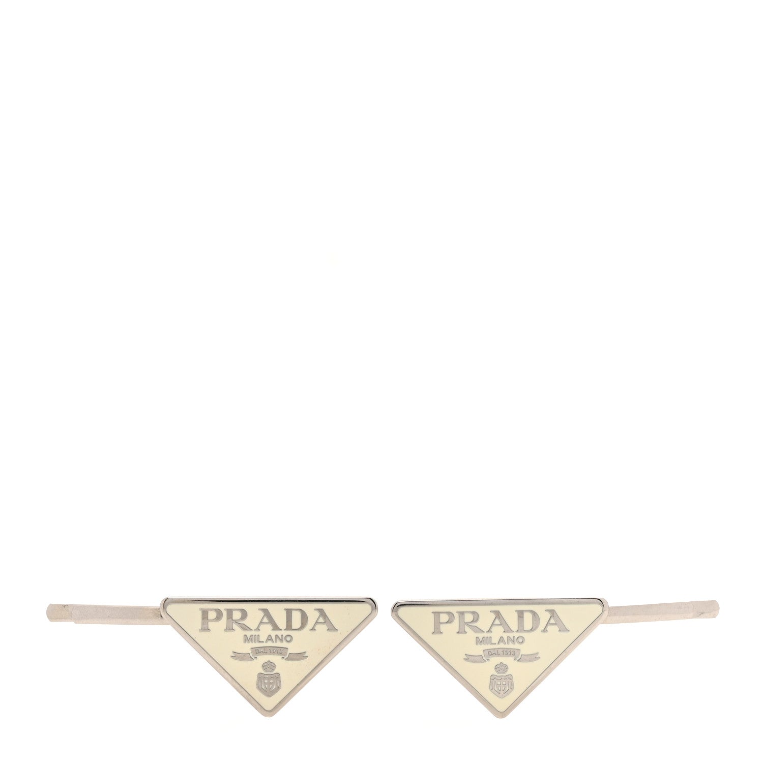 Prada Metal Triangle Hair Clip Set White 1 of 4