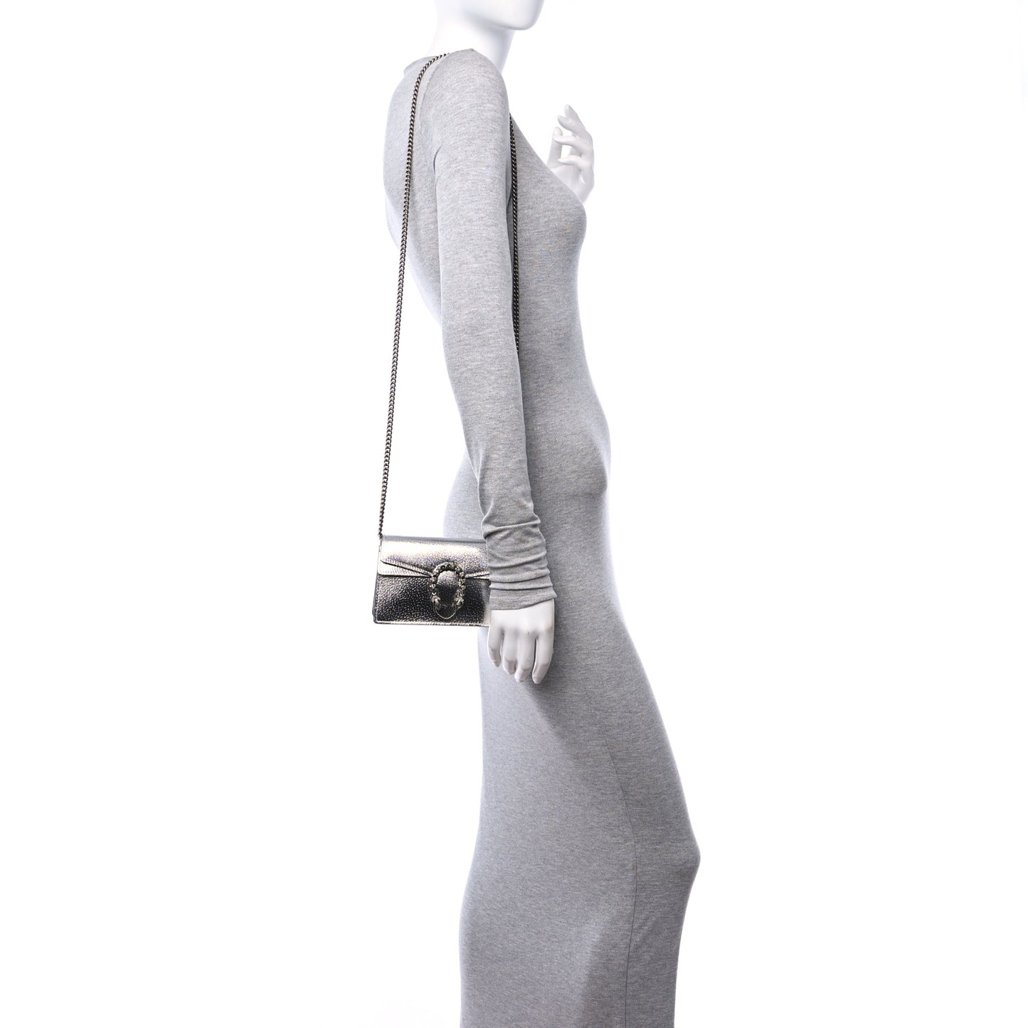 Metallic Calfskin Super Mini Dionysus Shoulder Bag Silver