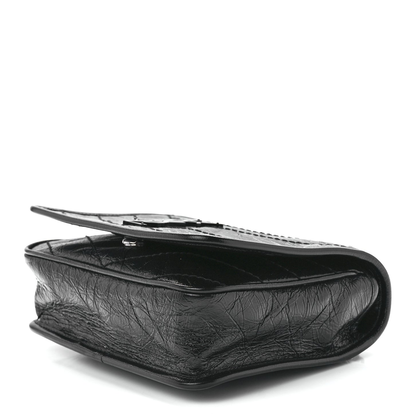 Crinkled Calfskin Matelasse Monogram Niki Chain Wallet Black