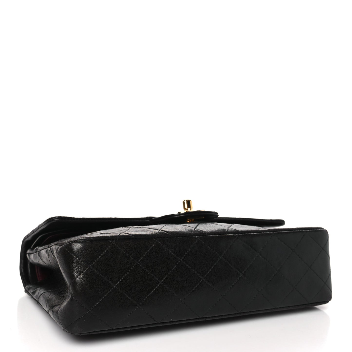 Lambskin Quilted Medium Double Flap Black
