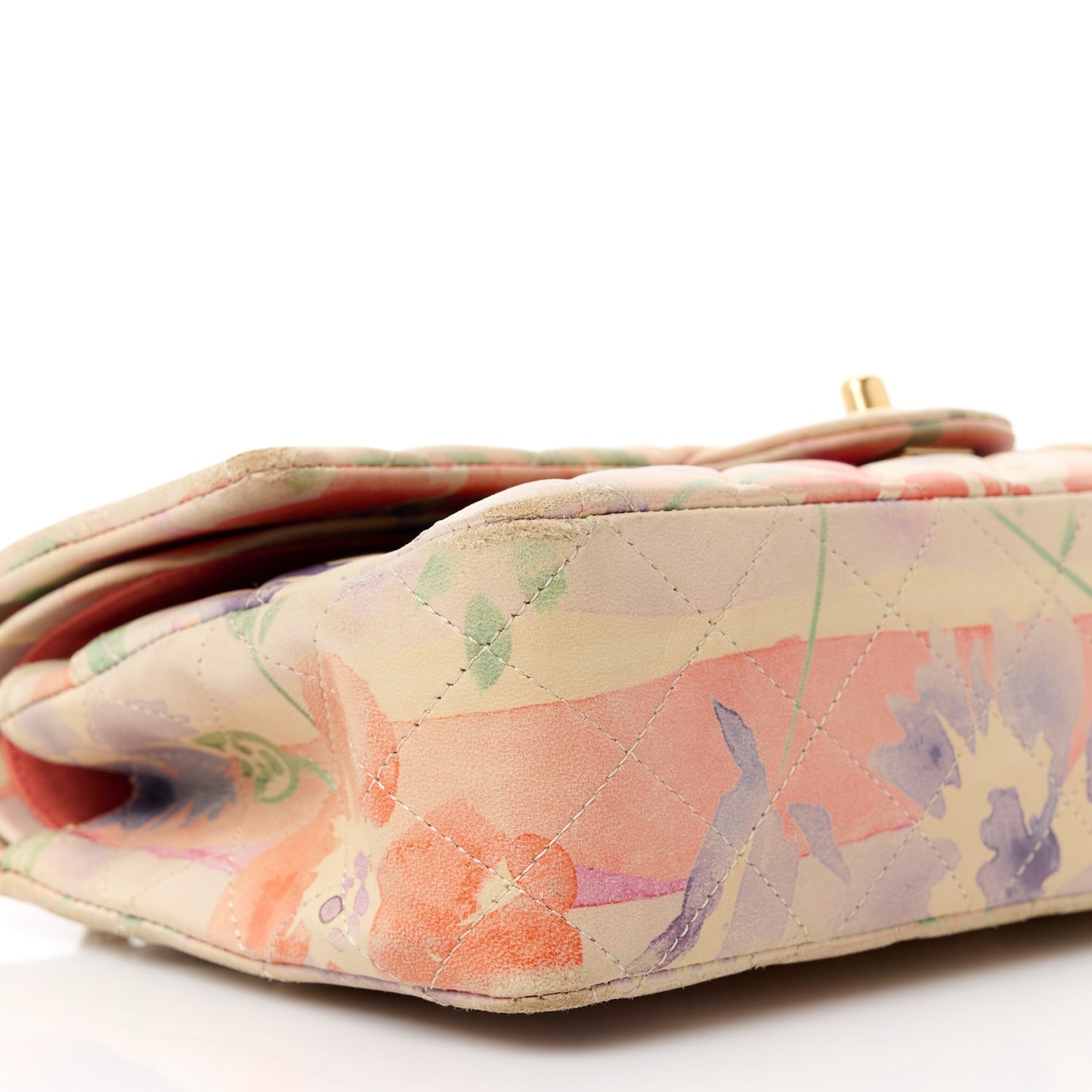 Lambskin Quilted Floral Medium Double Flap Multicolor