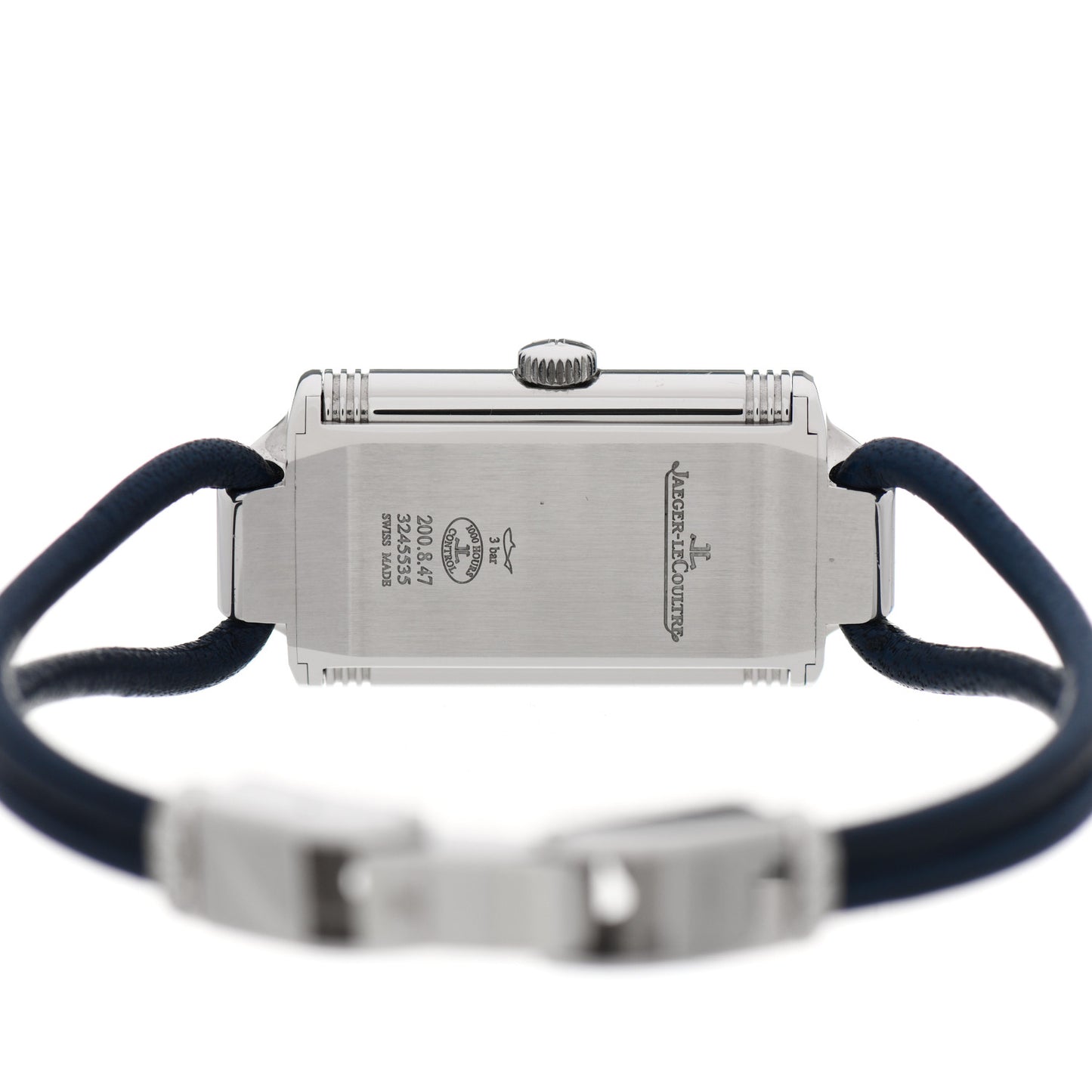 Stainless Steel Calfskin Diamond 16.3mm Reverso One Cordonnet Quartz Watch Blue Q326858J