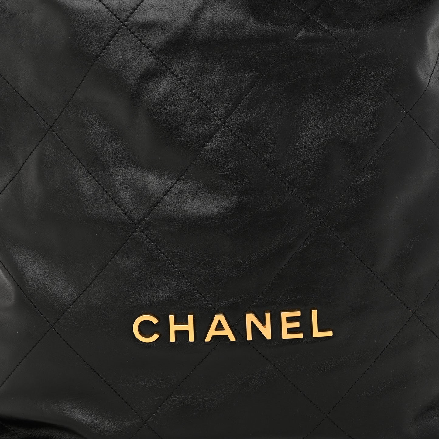 Shiny Calfskin Quilted Chanel 22 Backpack Black