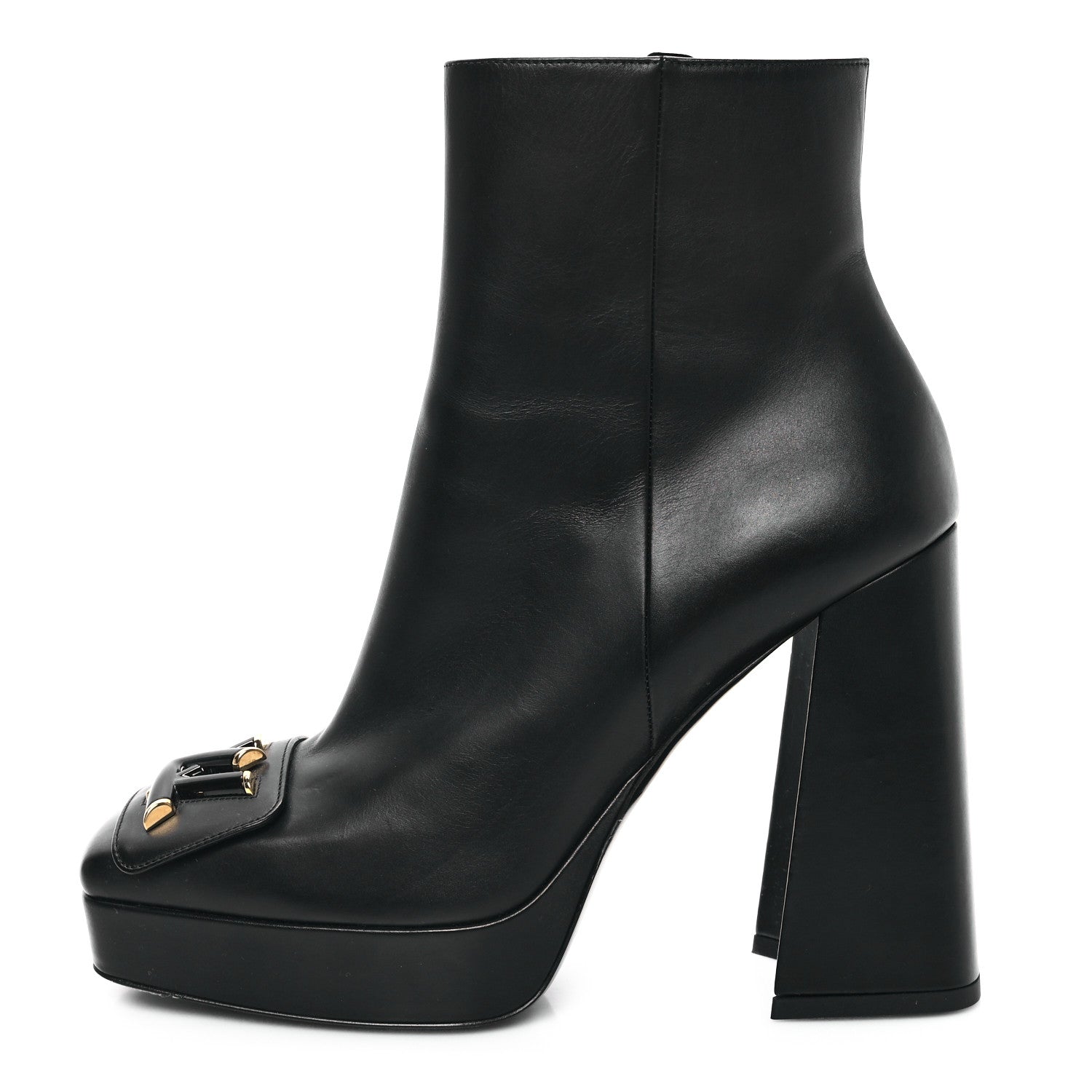 Louis Vuitton Calfskin Shake Platform Ankle Boots 38 Black 1628364