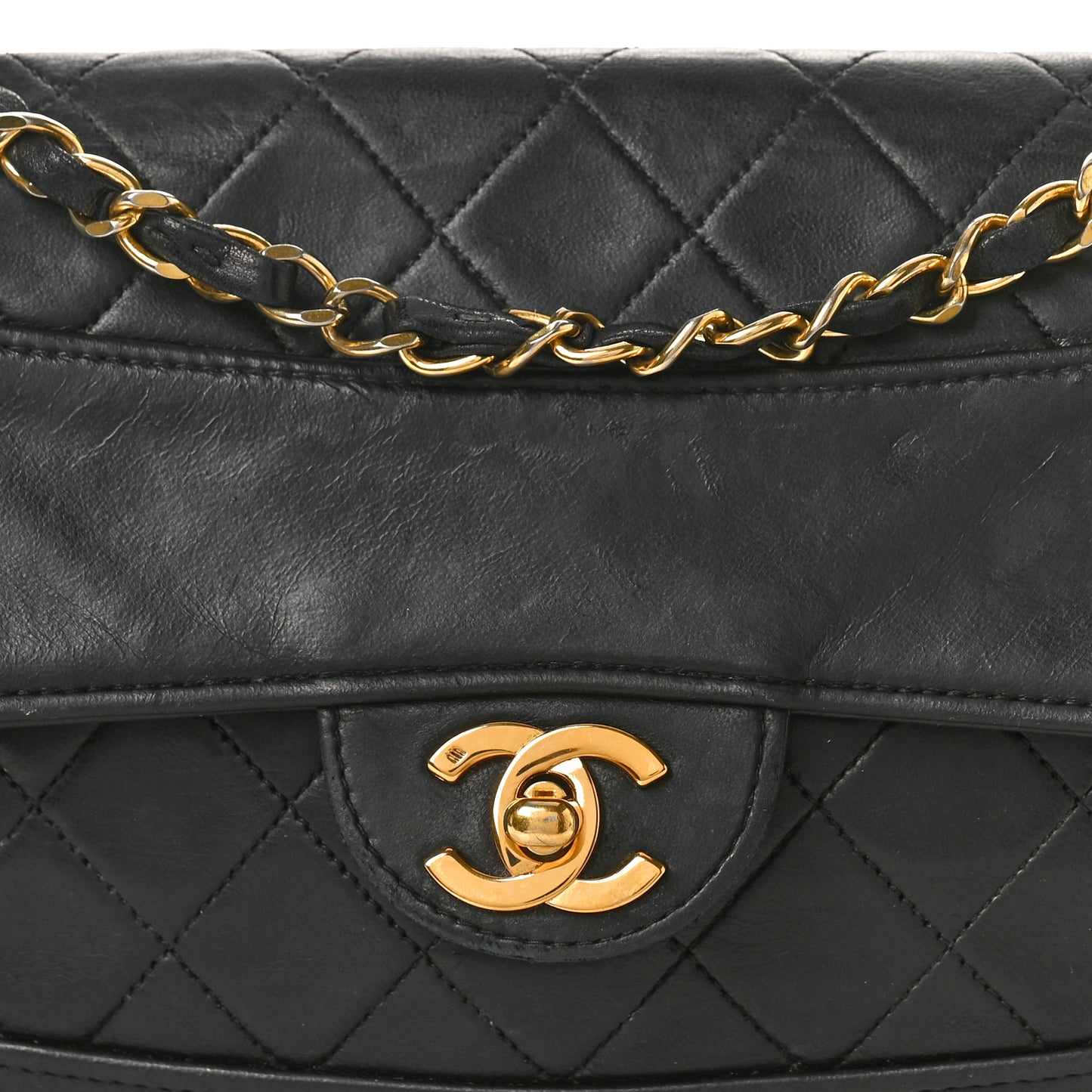 Lambskin Quilted Small Single Flap Black