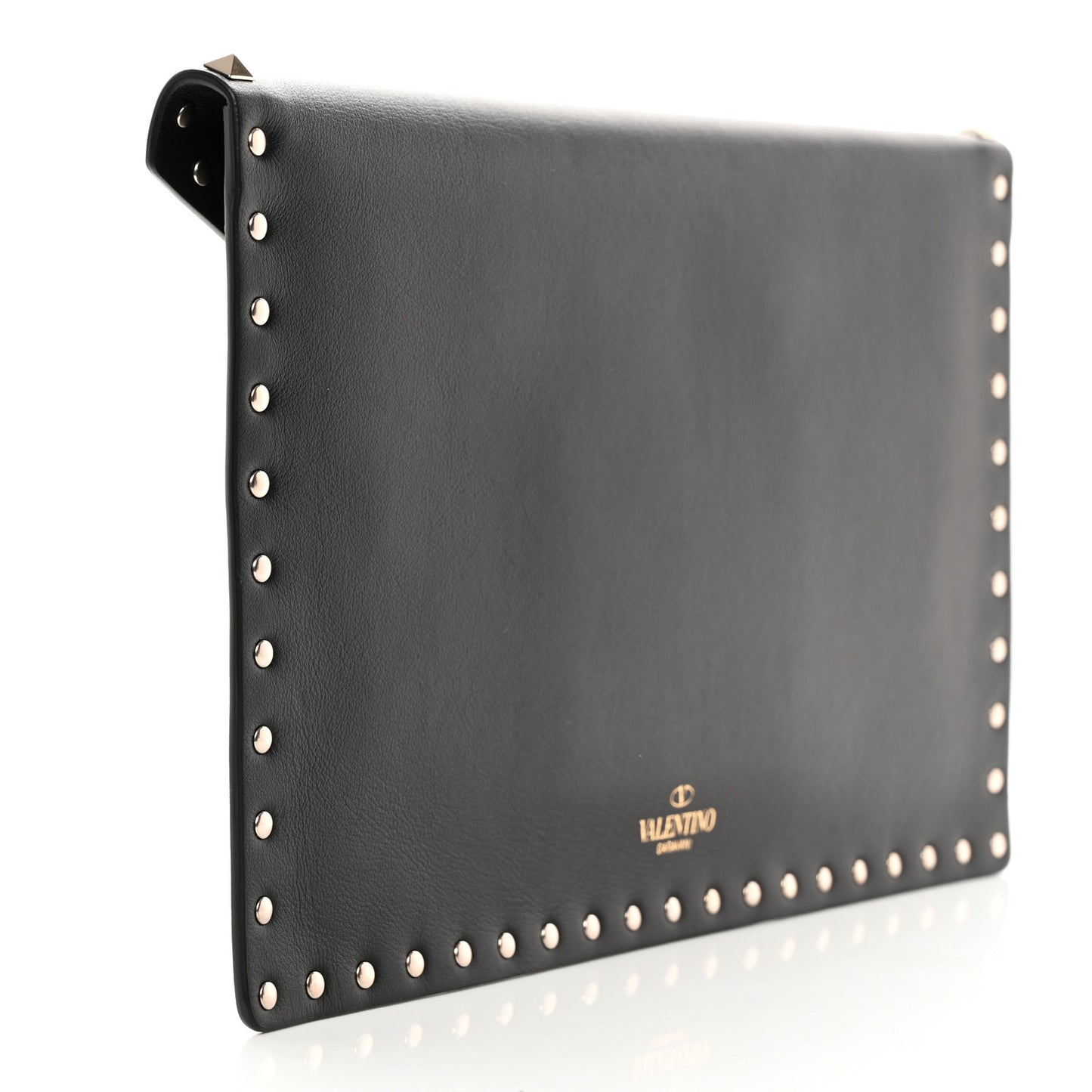 Vitello Large Rockstud Envelope Clutch Black