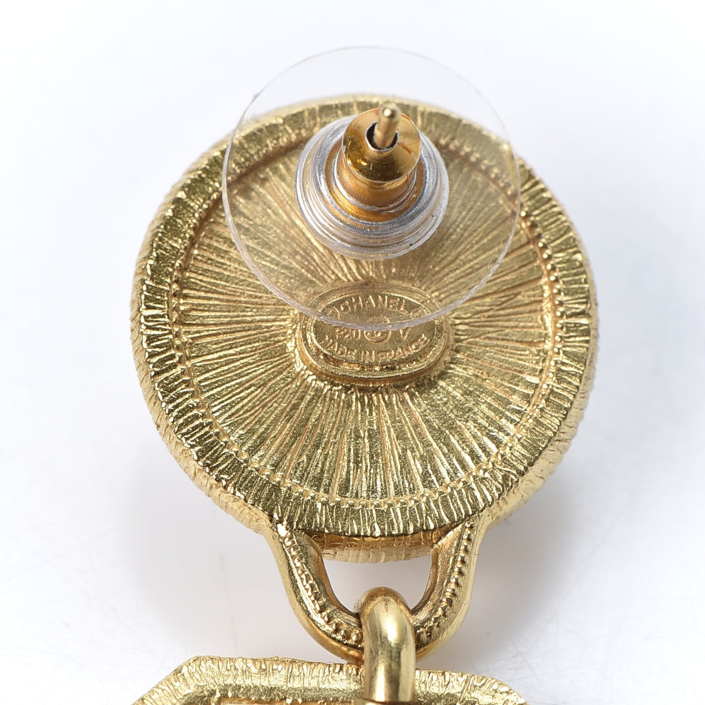 Pearl CC Tags Drop Earrings Gold