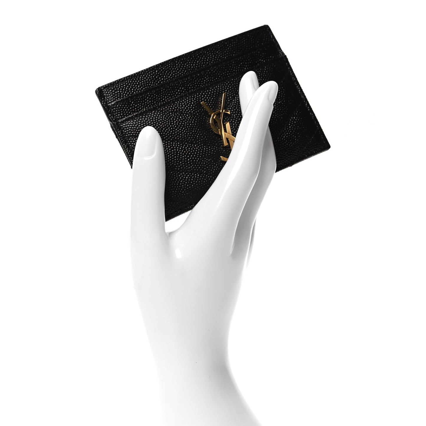 Grain De Poudre Matelasse Chevron Monogram Credit Card Case Black