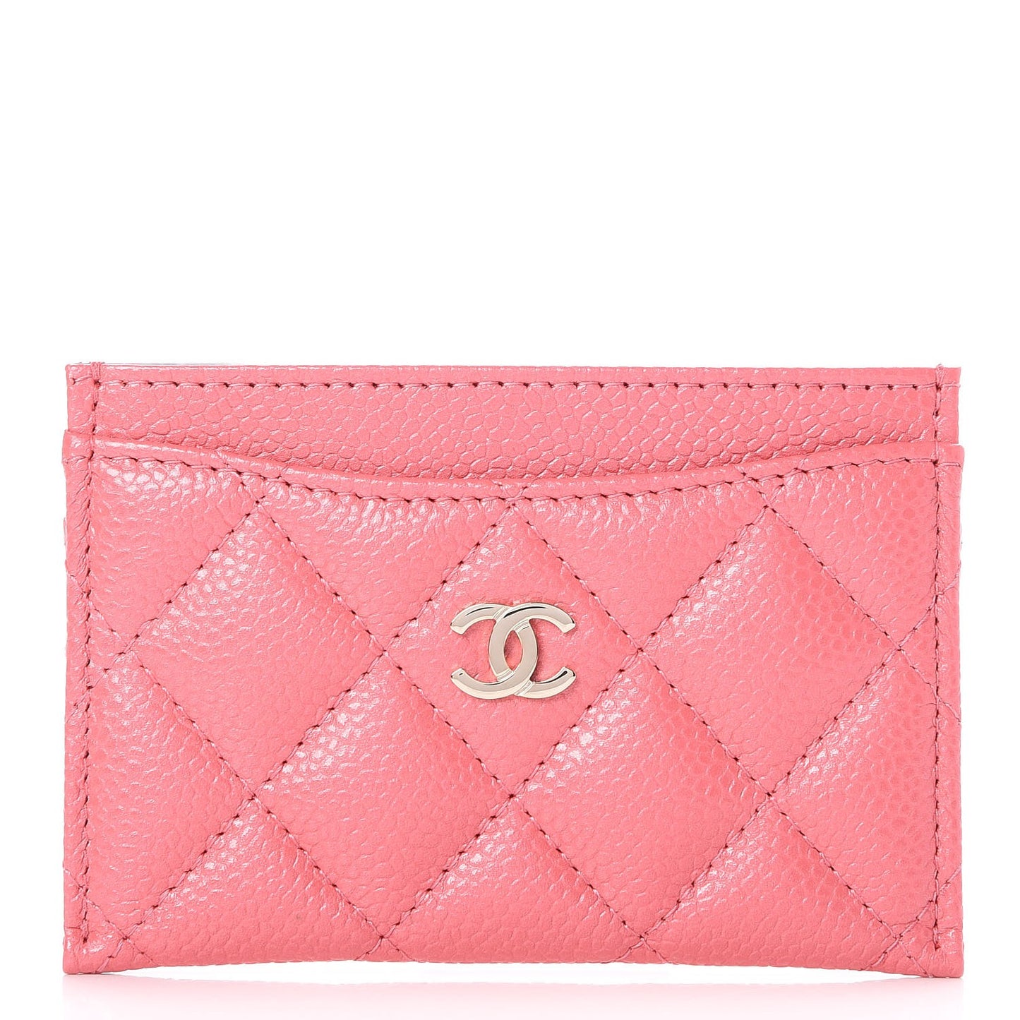 Caviar Quilted Card Holder Pink