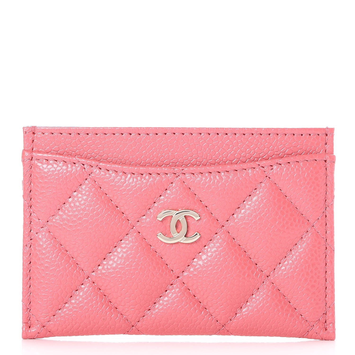 Chanel Caviar Quilted Card Holder Pink 1 of 9
