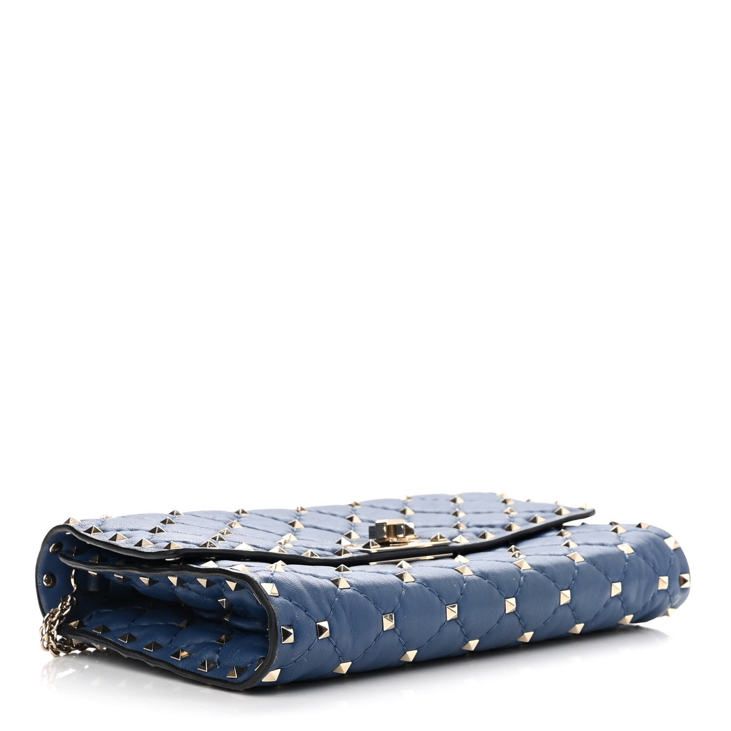 Valentino Garavani Nappa Rockstud Spike Wallet on Chain Pure Blue 4 of 15