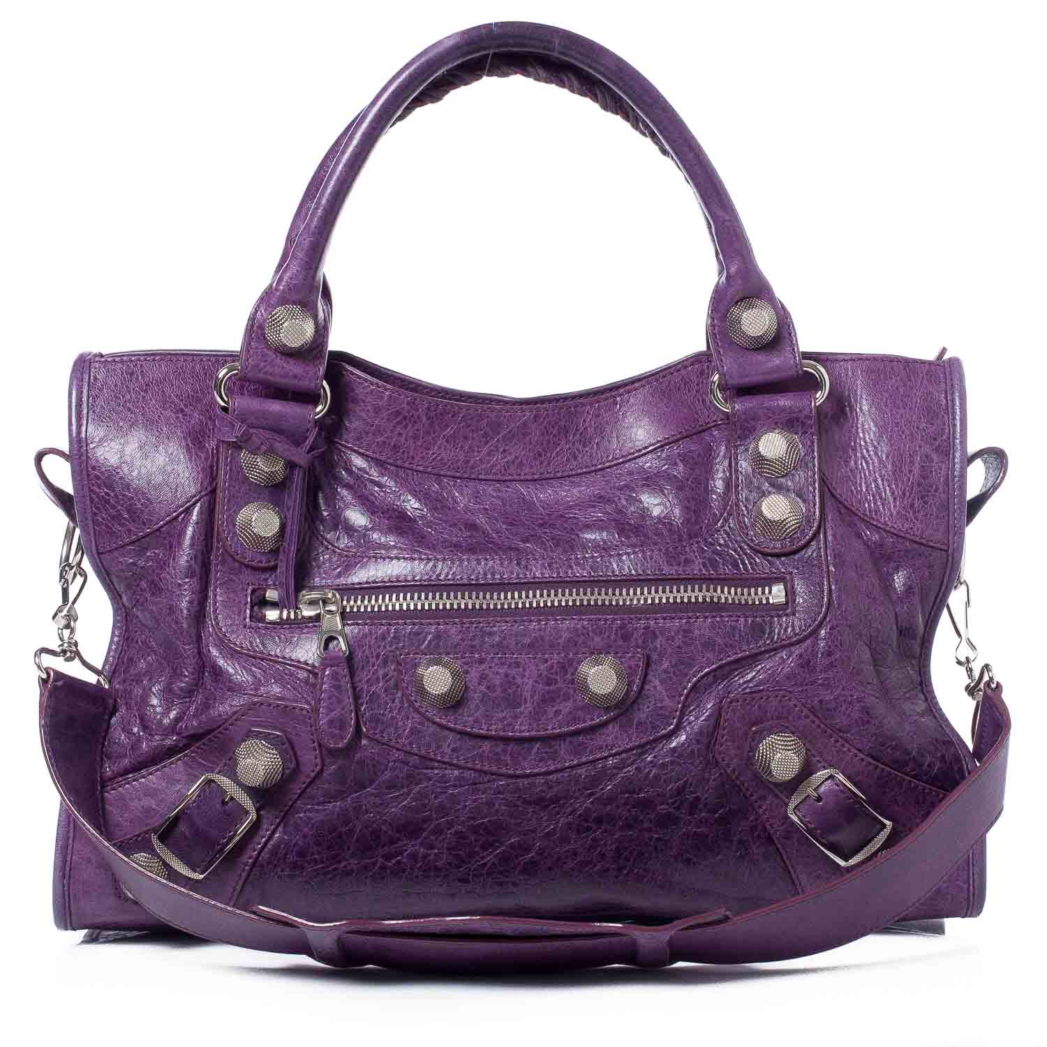 Balenciaga Agneau Giant 21 Silver Hardware City Raisin Purple