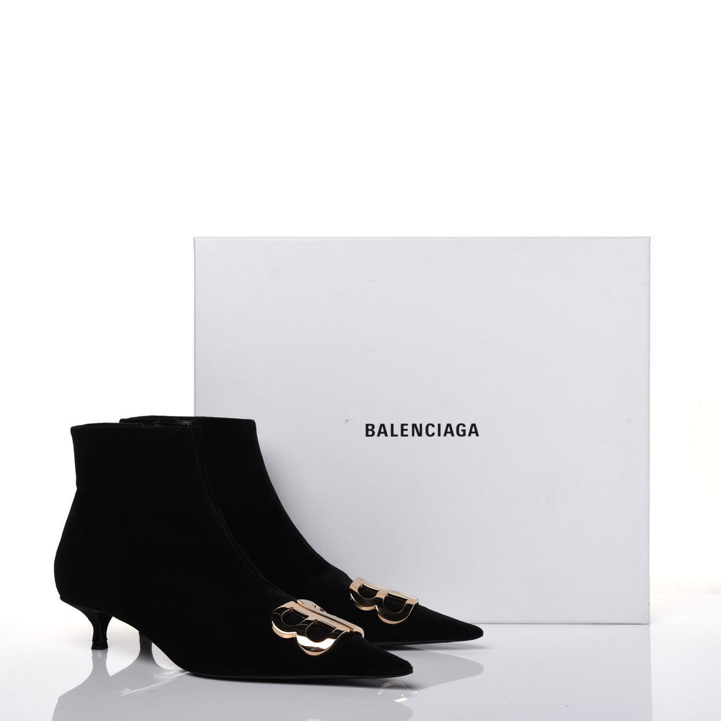 Velvet BB Pointy Toe Ankle Booties 38 Black Vintage