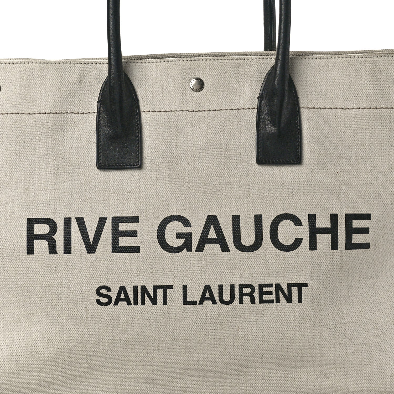 Saint Laurent Linen Calfskin Rive Gauche Tote Optic White 8 of 13
