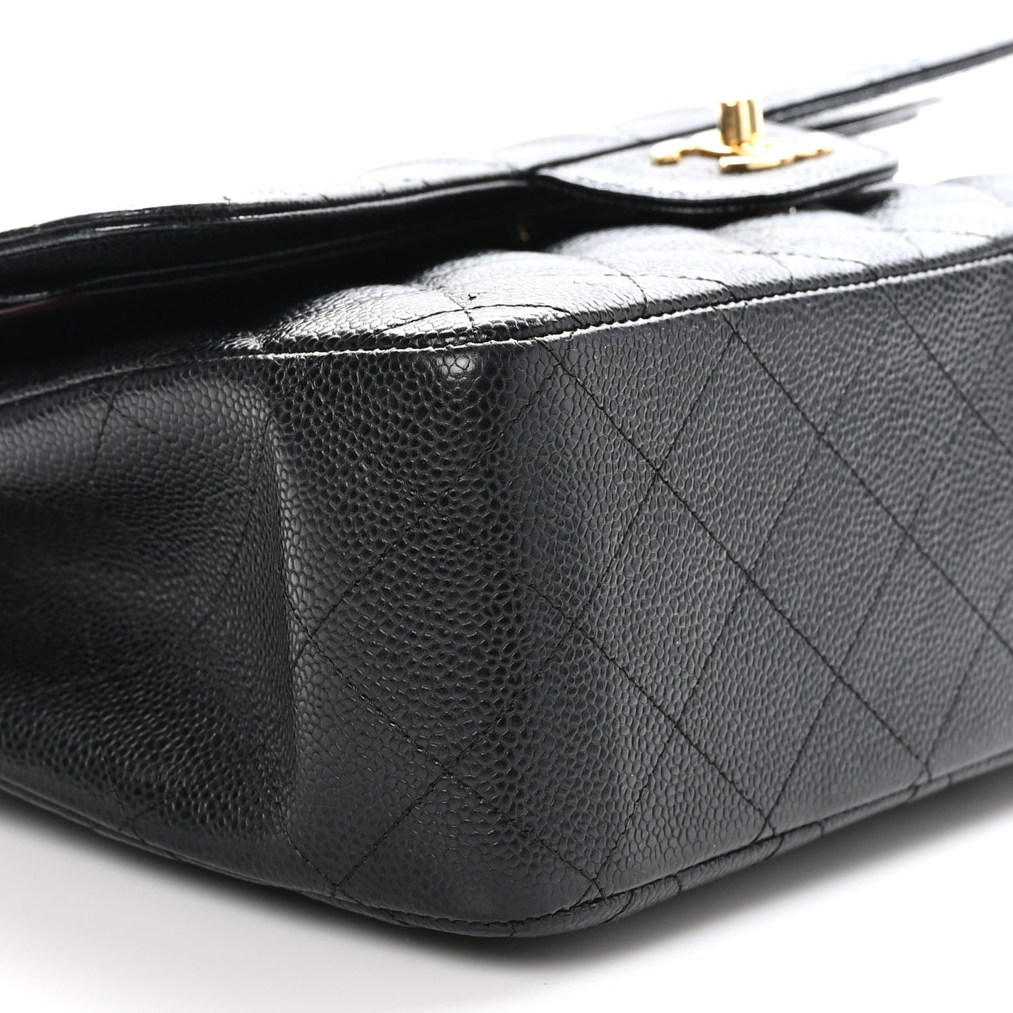 Caviar Quilted Jumbo Double Flap Black