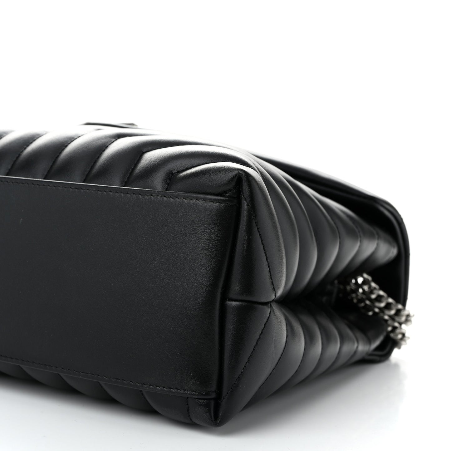 Calfskin Y Quilted Monogram Medium Loulou Chain Satchel Black
