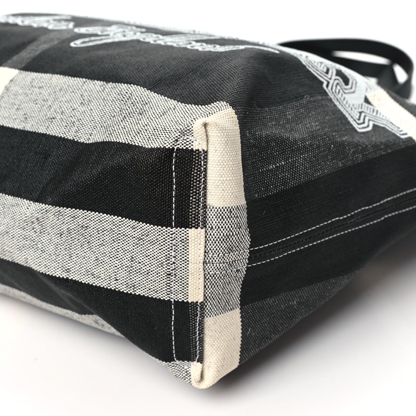 Coated Canvas Mega Check Medium Doodle Tote Black White
