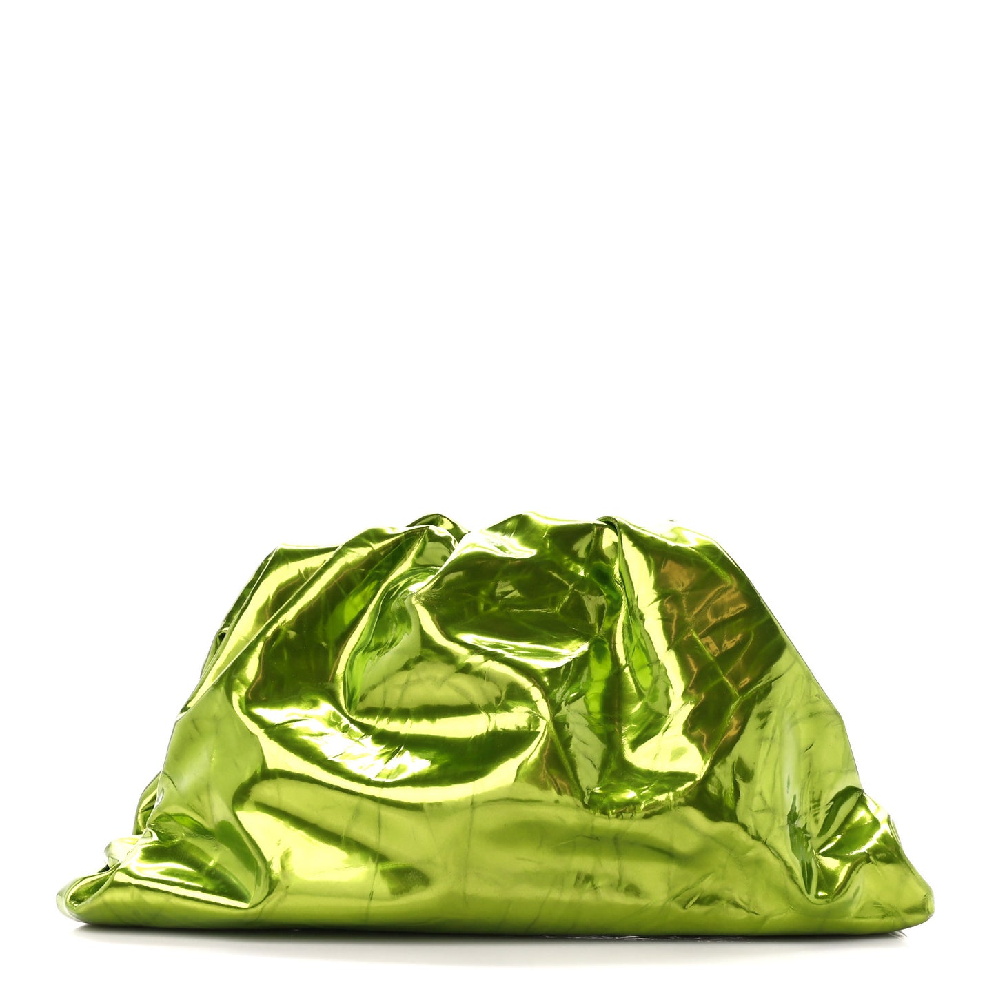 Metallic Crushed Calfskin Teen Pouch Chlorophyll