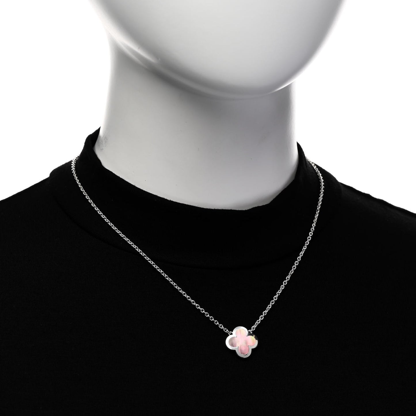 18K White Gold Gray Mother of Pearl Pure Alhambra Pendant Necklace