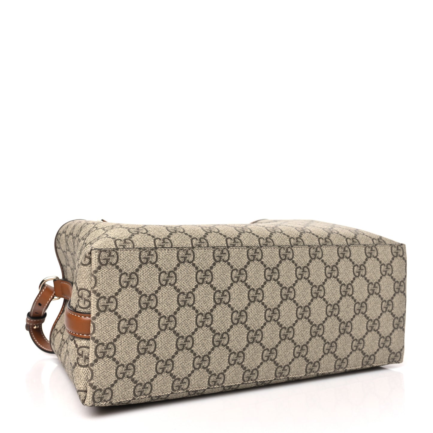 GG Supreme Monogram Emblem Small Tote Bag Beige Dark Brown