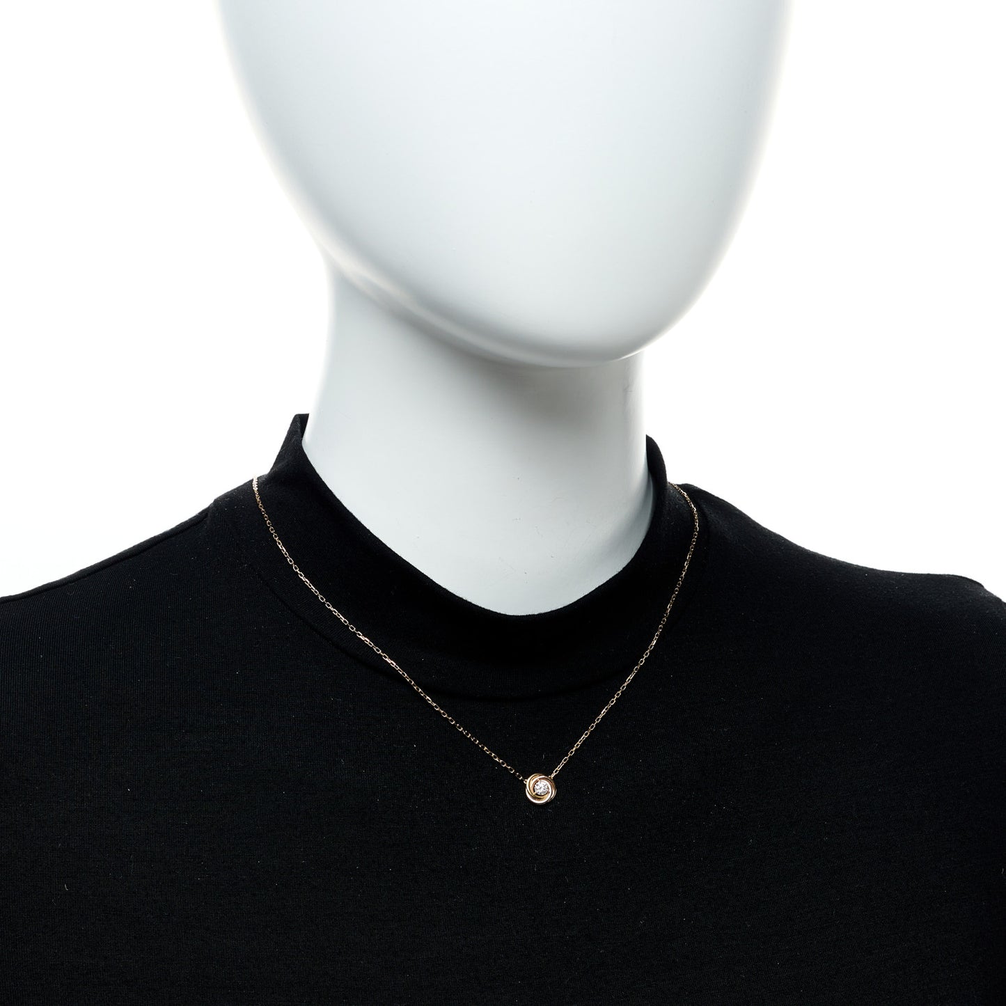 18K Pink White Yellow Gold Diamond Trinity De Cartier Pendant Necklace
