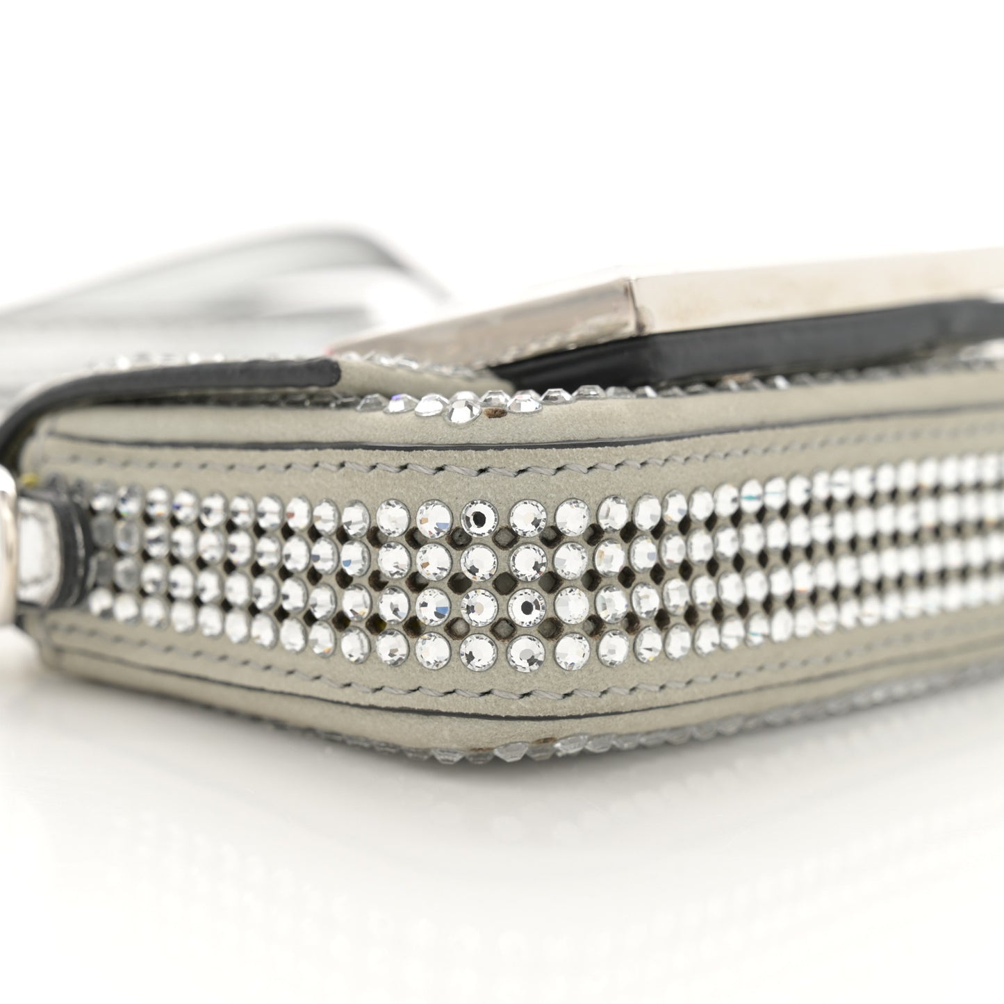 Nubuck Crystal Catalan Mirror Nano Maxi Buckle Baguette Charm Pietra Argento
