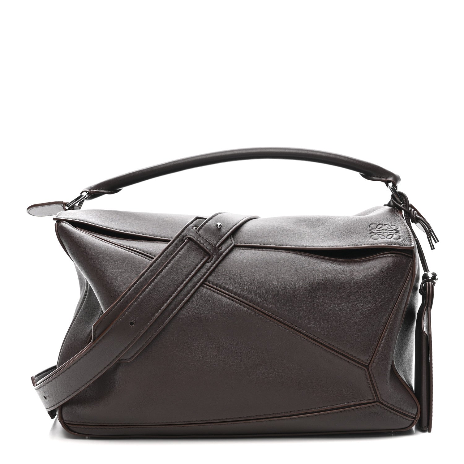 Loewe Nappa Lambskin Large Featherlight Puzzle Bag Dark Chestnut