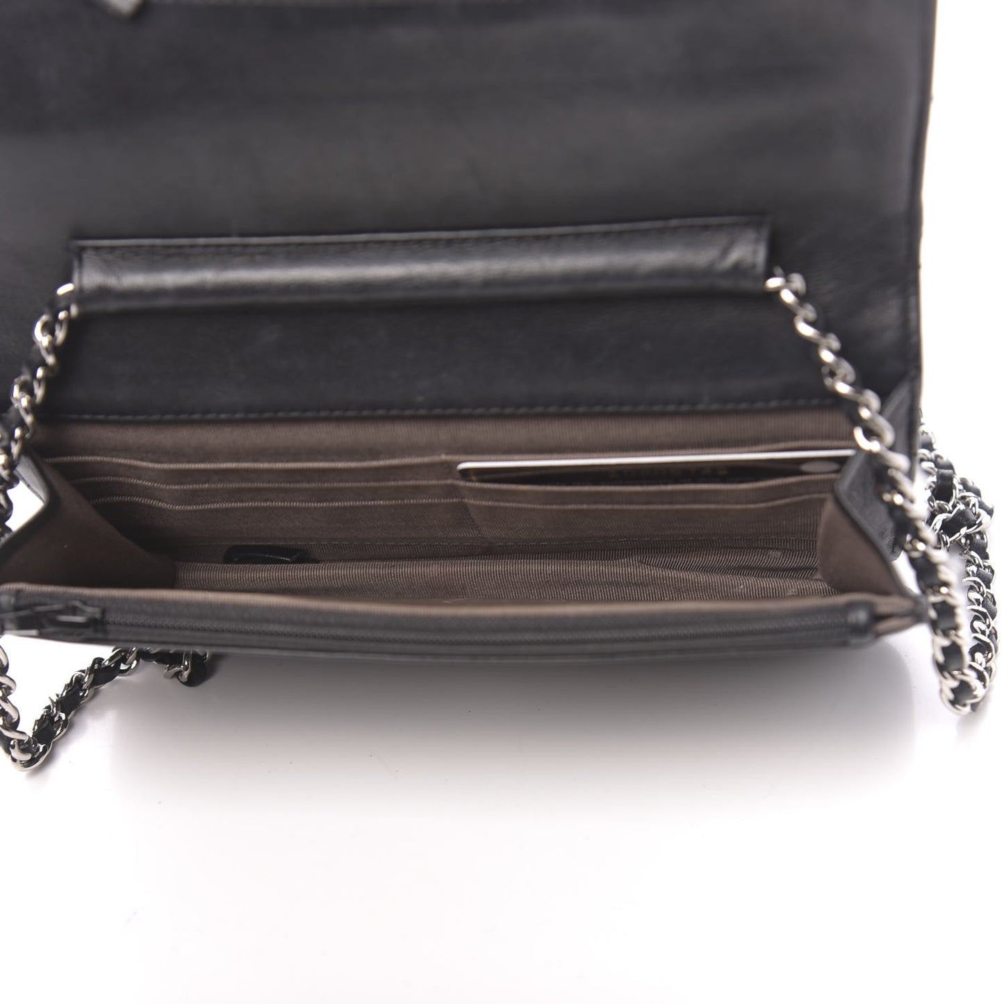 Lambskin Quilted Wallet On Chain WOC Black