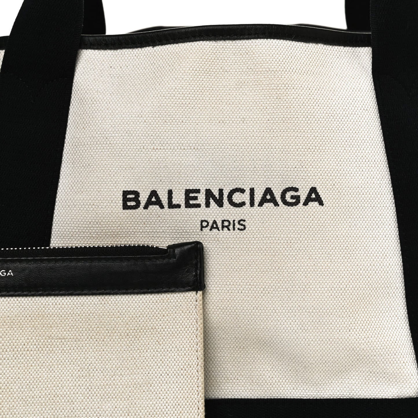 Cotton Canvas Satin Calfskin S Navy Cabas Natural Black