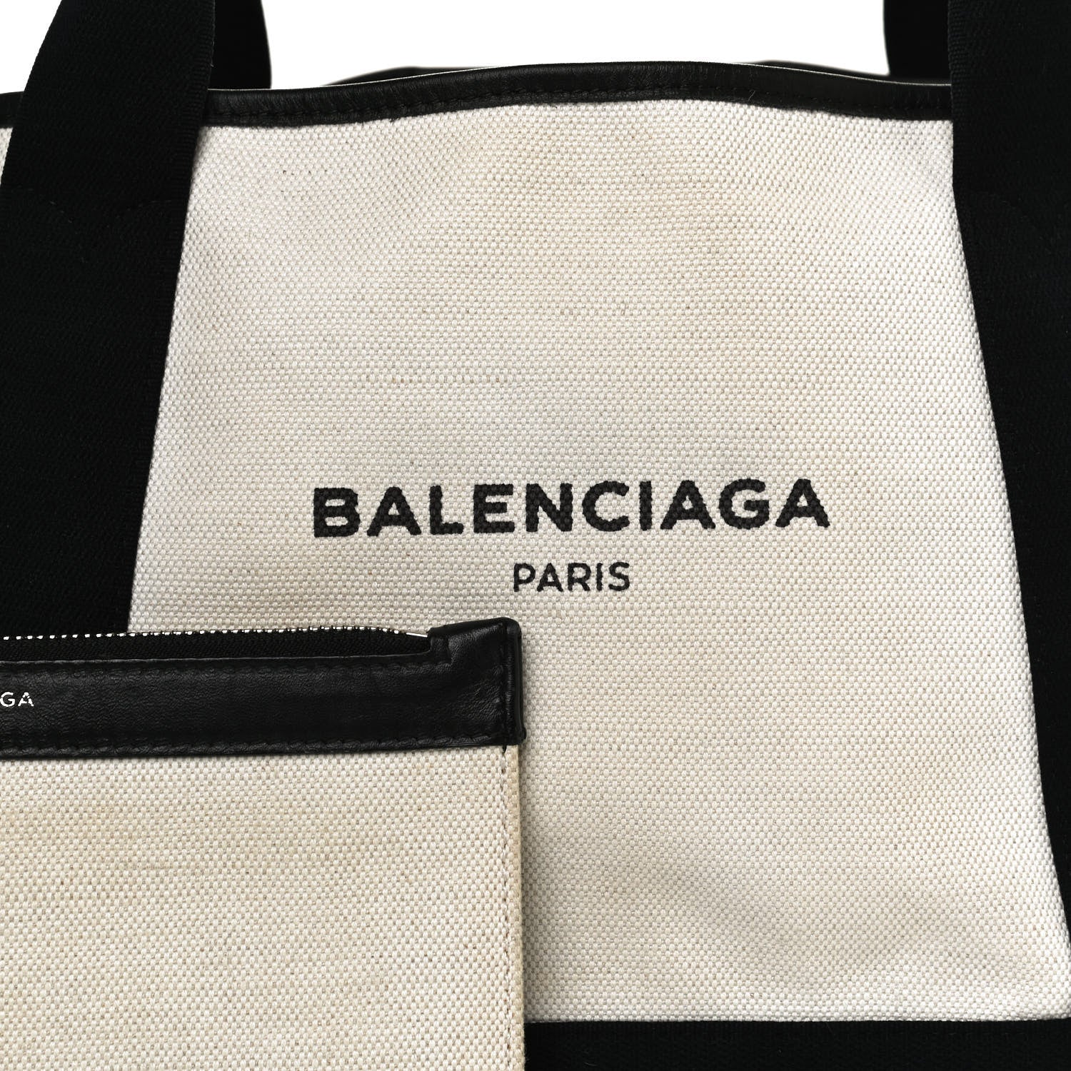 Balenciaga Cotton Canvas Satin Calfskin S Navy Cabas Natural Black 9 of 11
