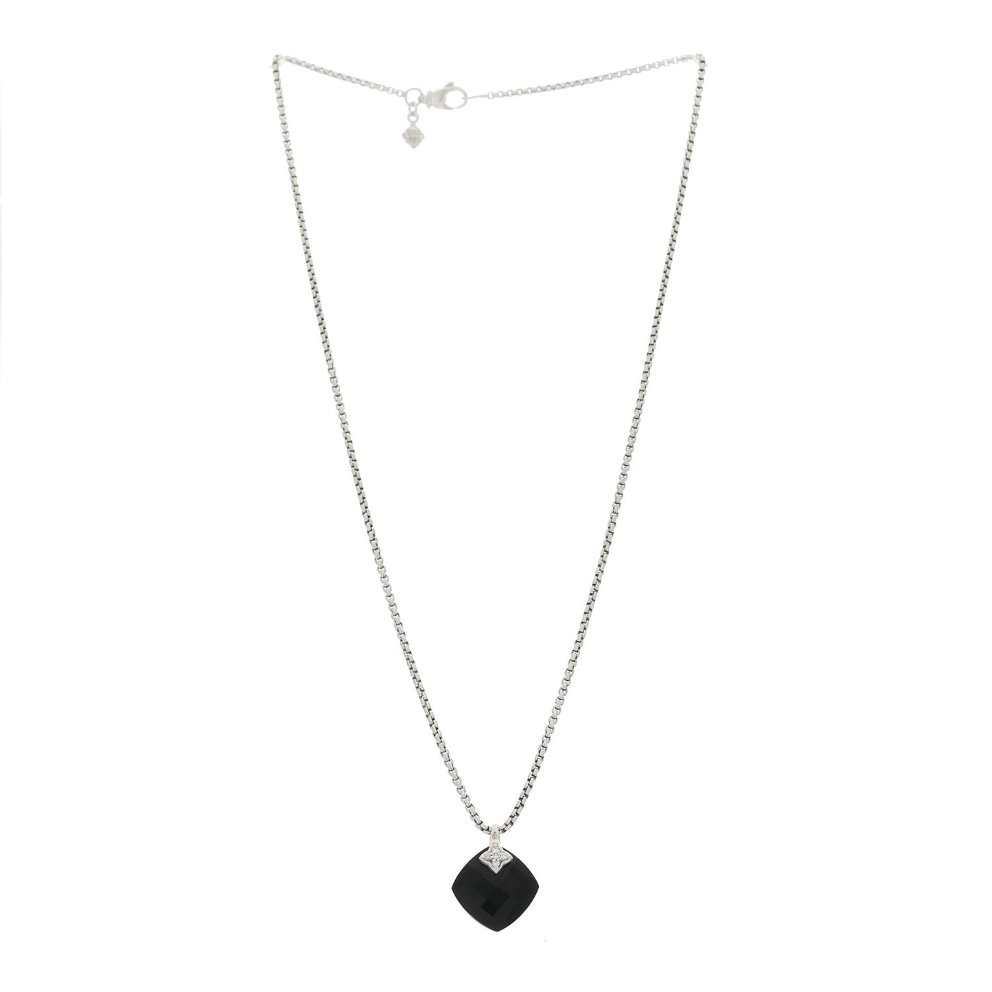 Sterling Silver Diamond Black Onyx Capri Pendant Necklace