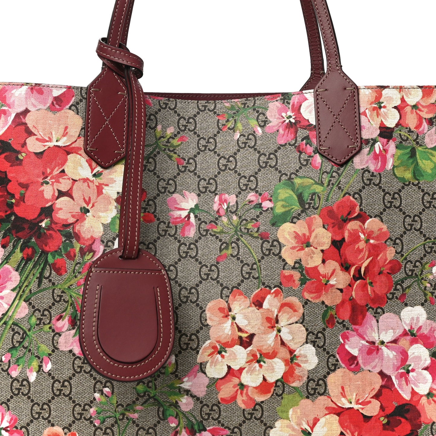 GG Supreme Monogram Blooms Medium Reversible Tote Beige Multicolor Dry Rose