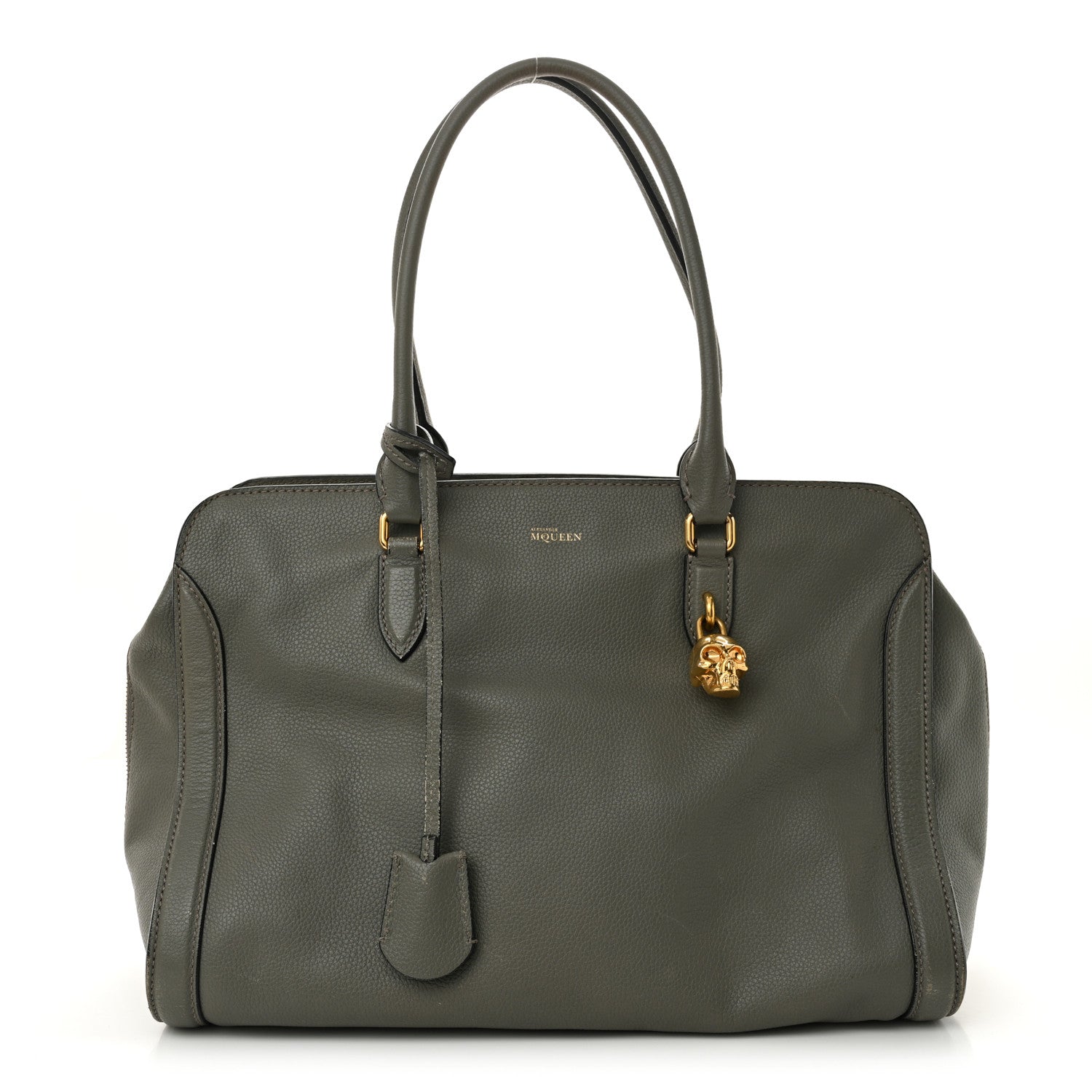 Alexander McQueen Pebbled Calfskin Large Skull Padlock Zip Around Tote Dark Grey 1708429 – FASHIONPHILE