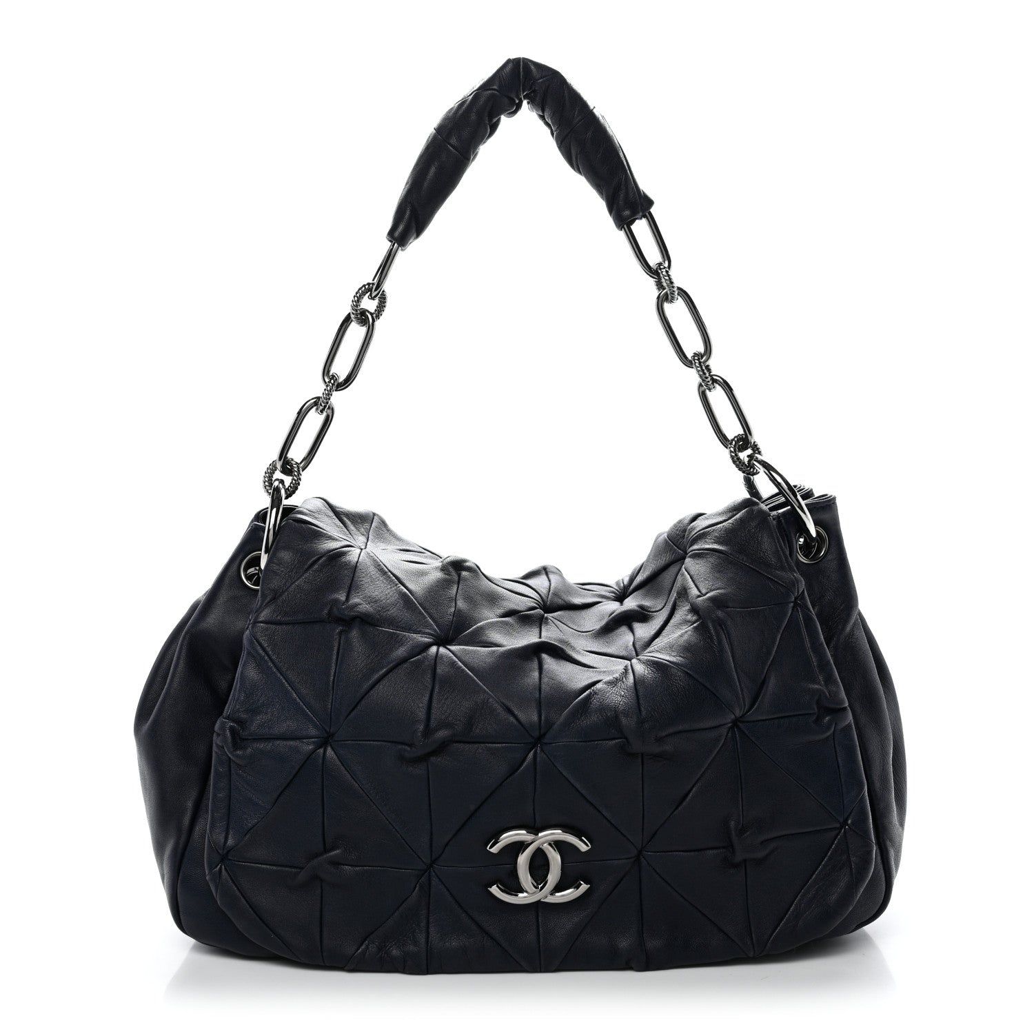 Chanel Lambskin Quilted Soft Squares Origami Accordion Flap Navy