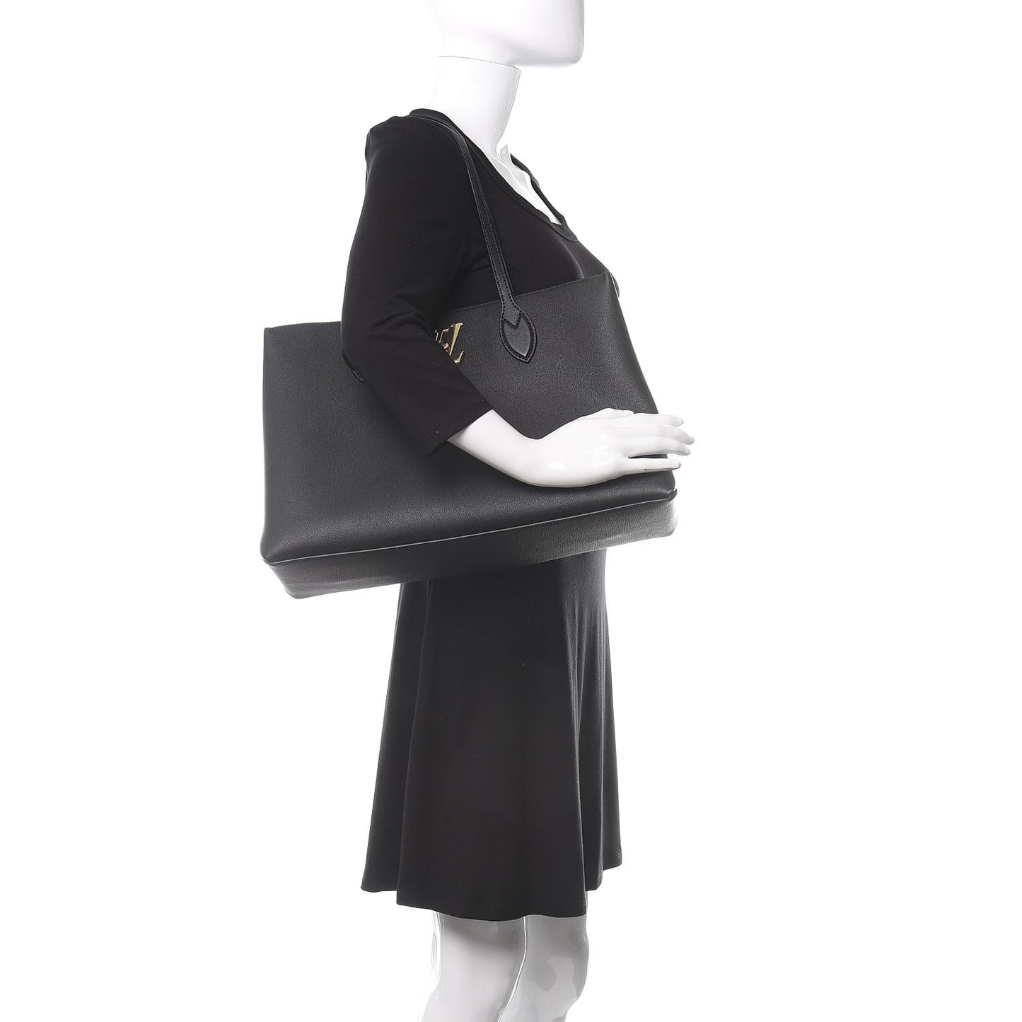 Grained Calfskin Lockme Shopper Black
