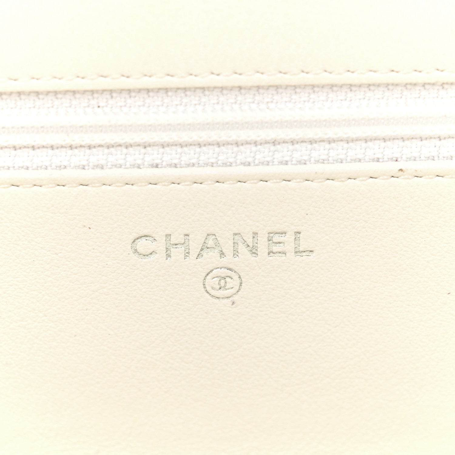 Chanel Metallic Caviar Sevruga Wallet on Chain WOC White 6 of 11