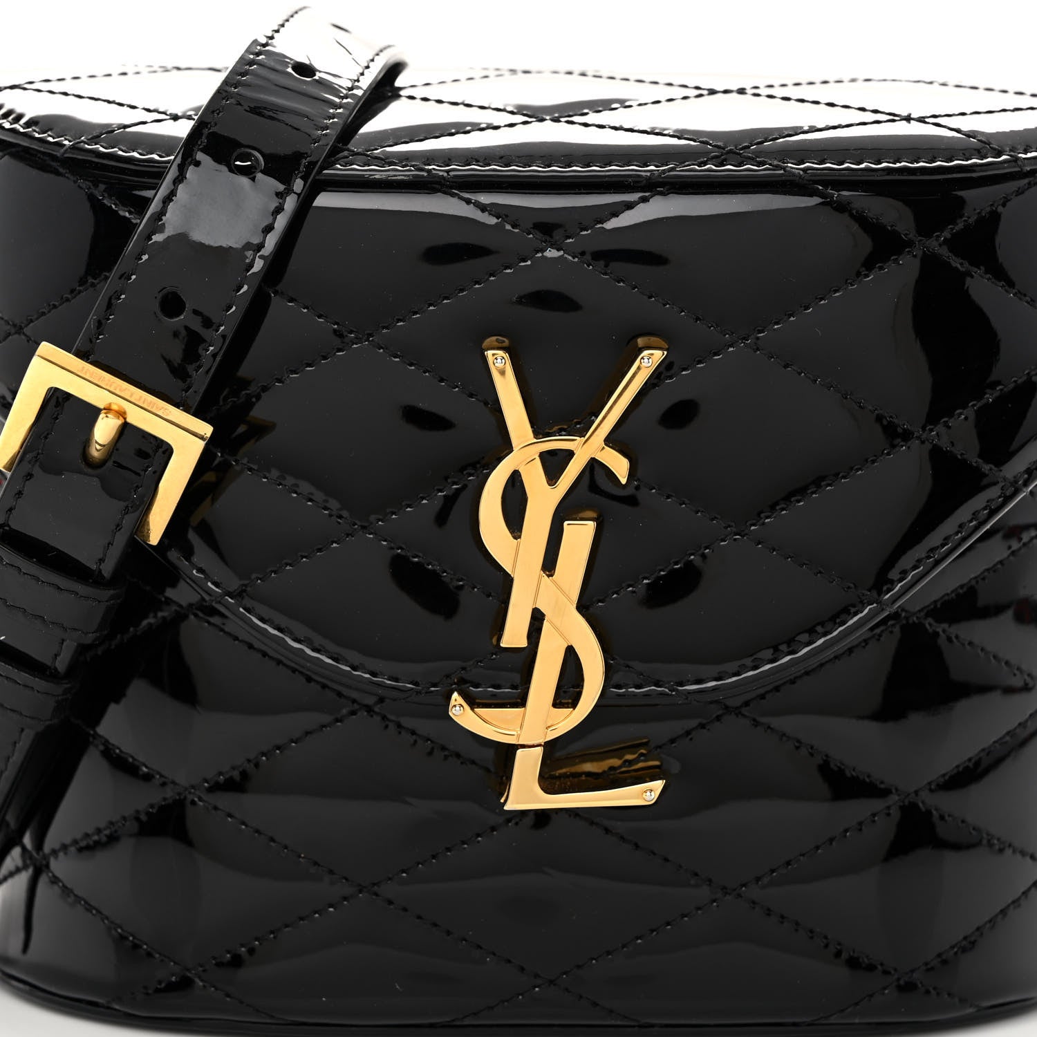 Saint Laurent Patent Matelasse Monogram June Box Bag Black 7 of 9