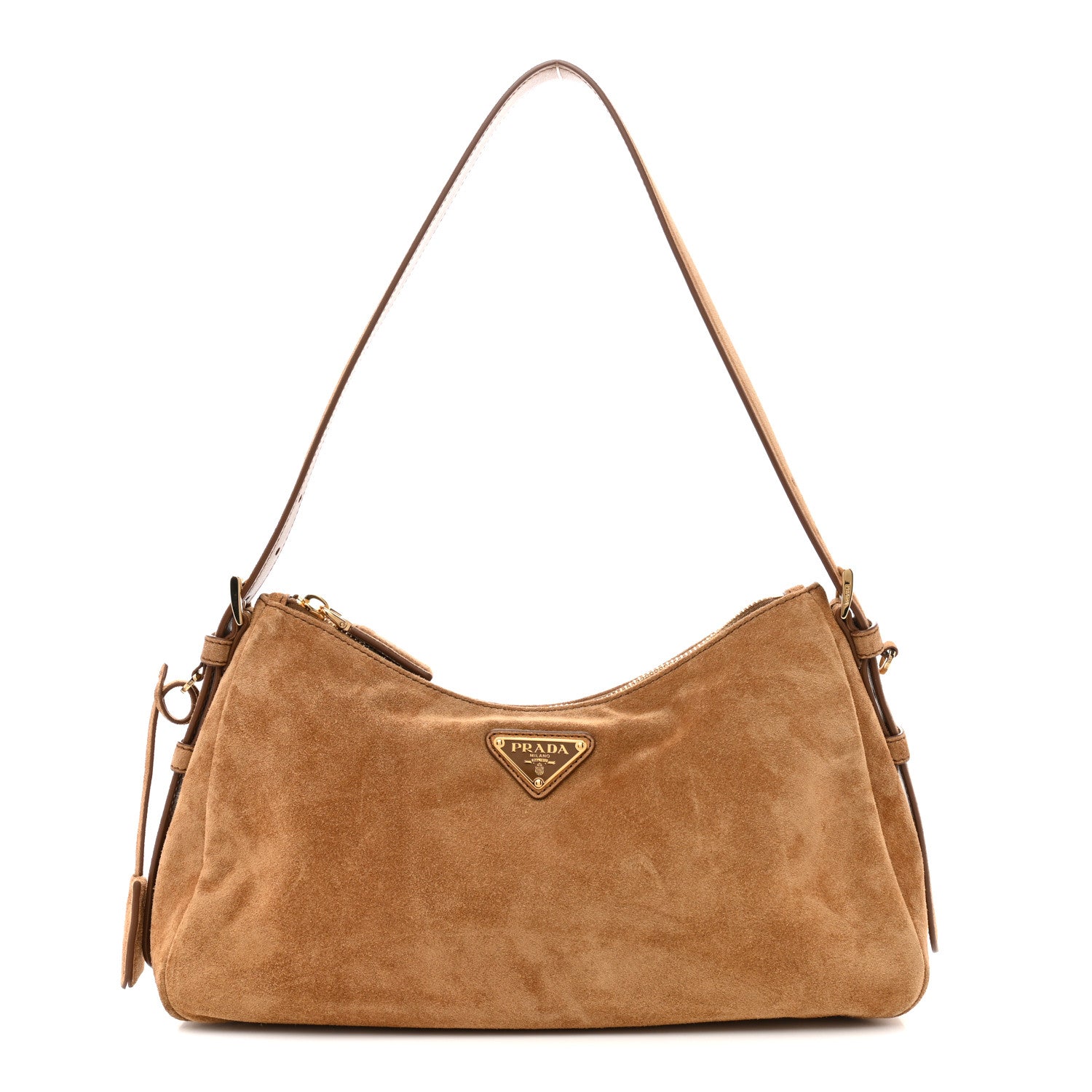 Prada Scamosciato Suede Medium Aimee Shoulder Bag Cinnamon 1835927