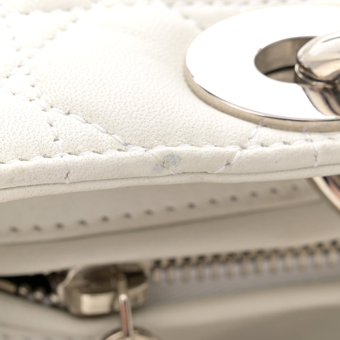 Lambskin Cannage Medium Lady Dior White