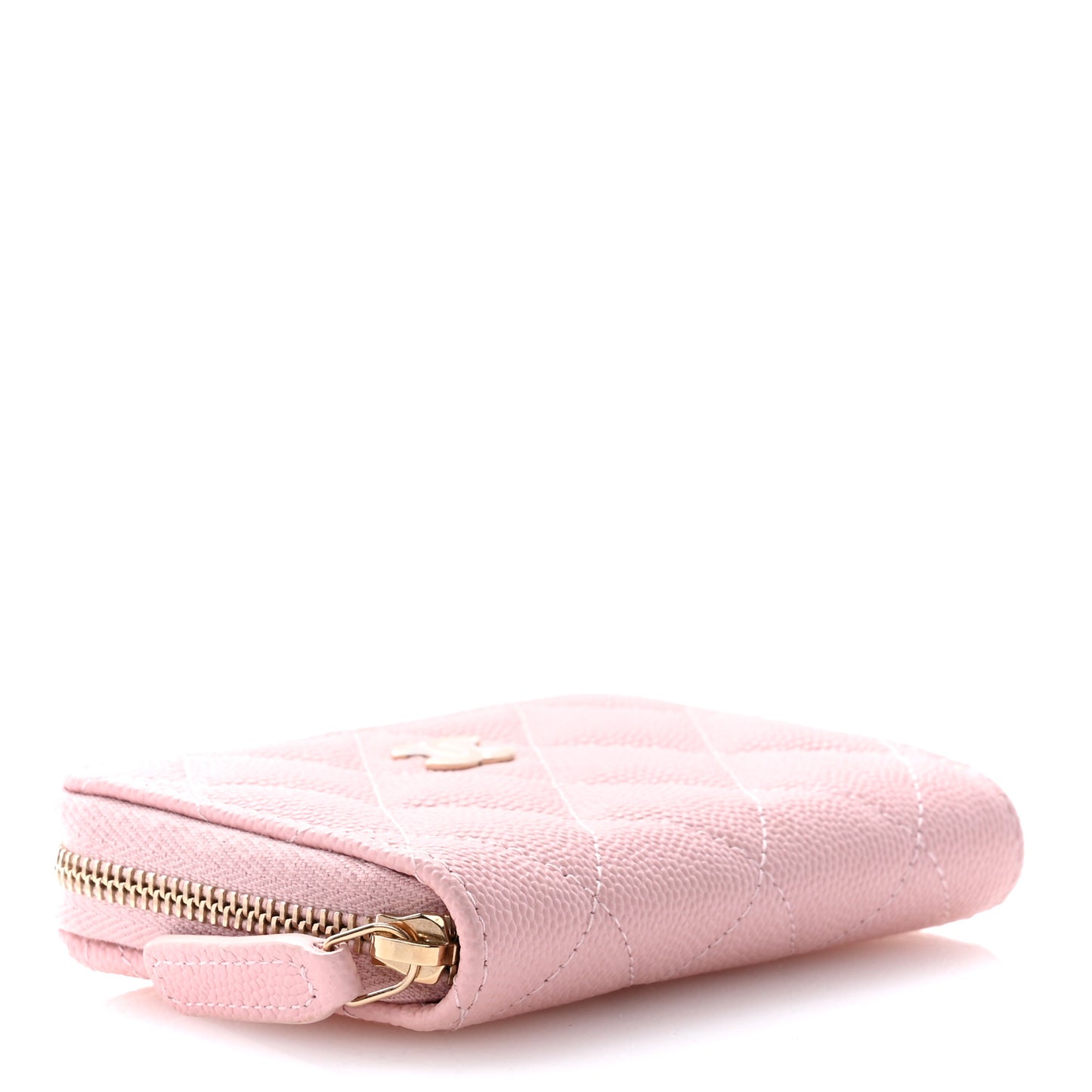 Caviar Quilted Zip Coin Purse Light Pink