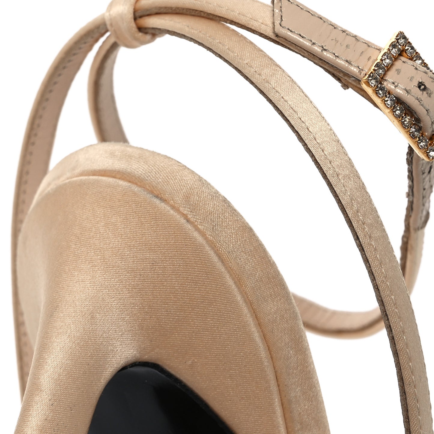 Calfskin Satin Crystal Gippy 110 Sandals 41 Soft Nude