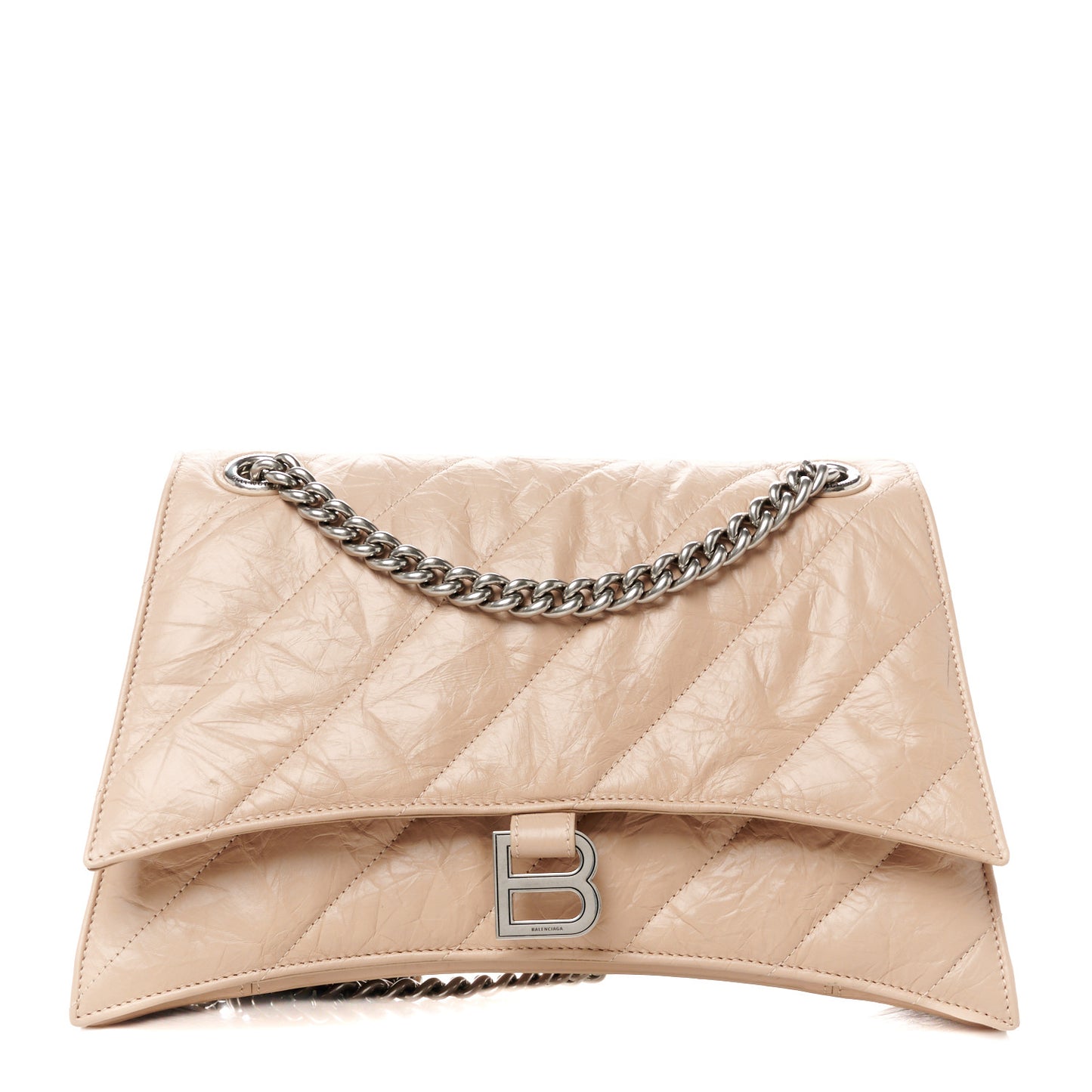 Crushed Calfskin Quilted Medium Crush Chain Bag Nude