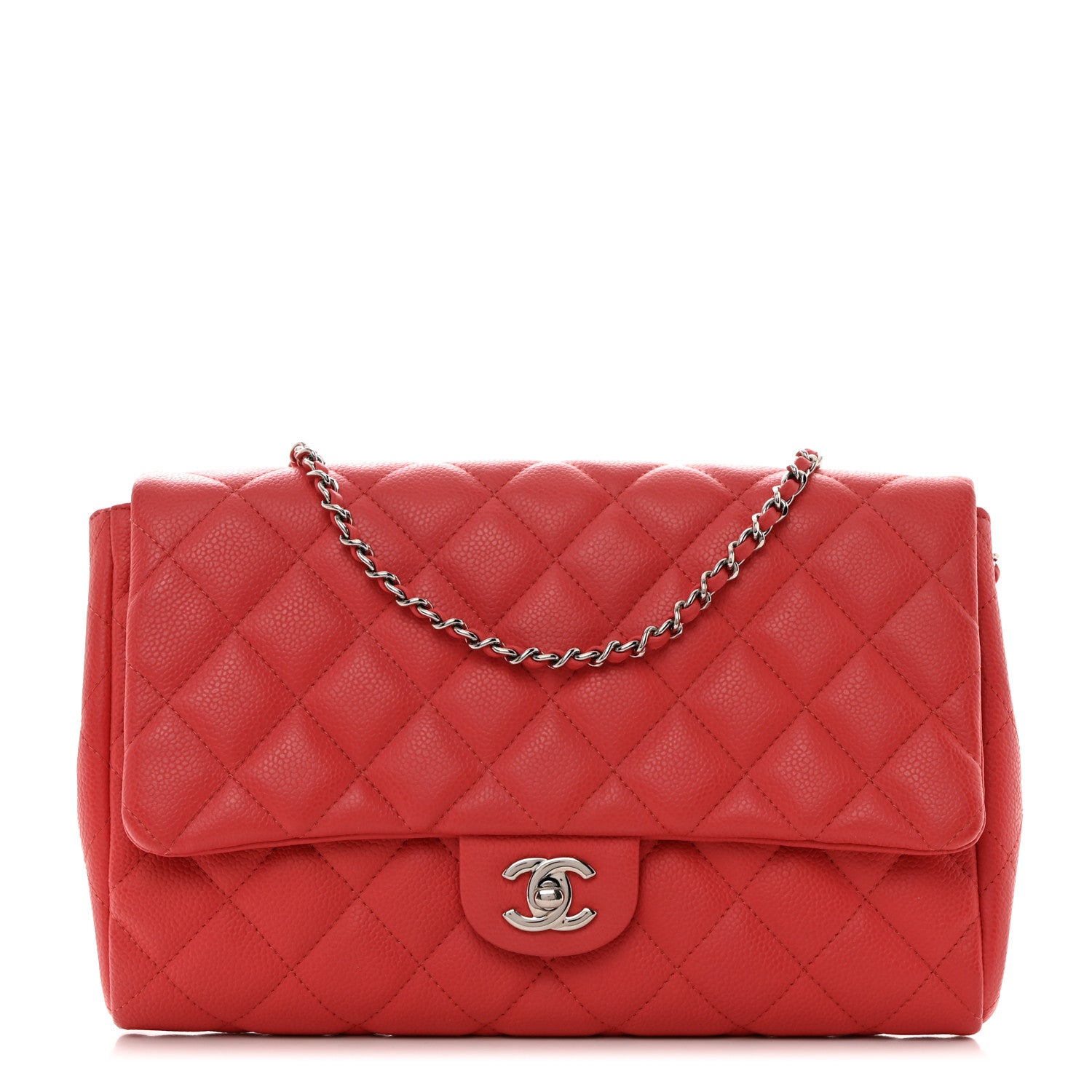 Chanel Caviar Quilted Clutch With Chain Flap Coral 1 of 10