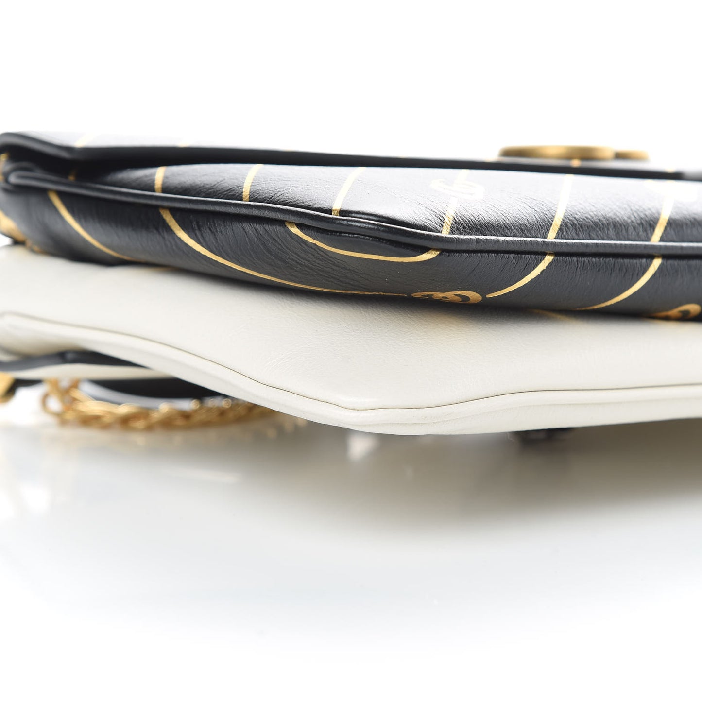 Calfskin Diagonal GG Medium Thiara Double Envelope Shoulder Bag Black White