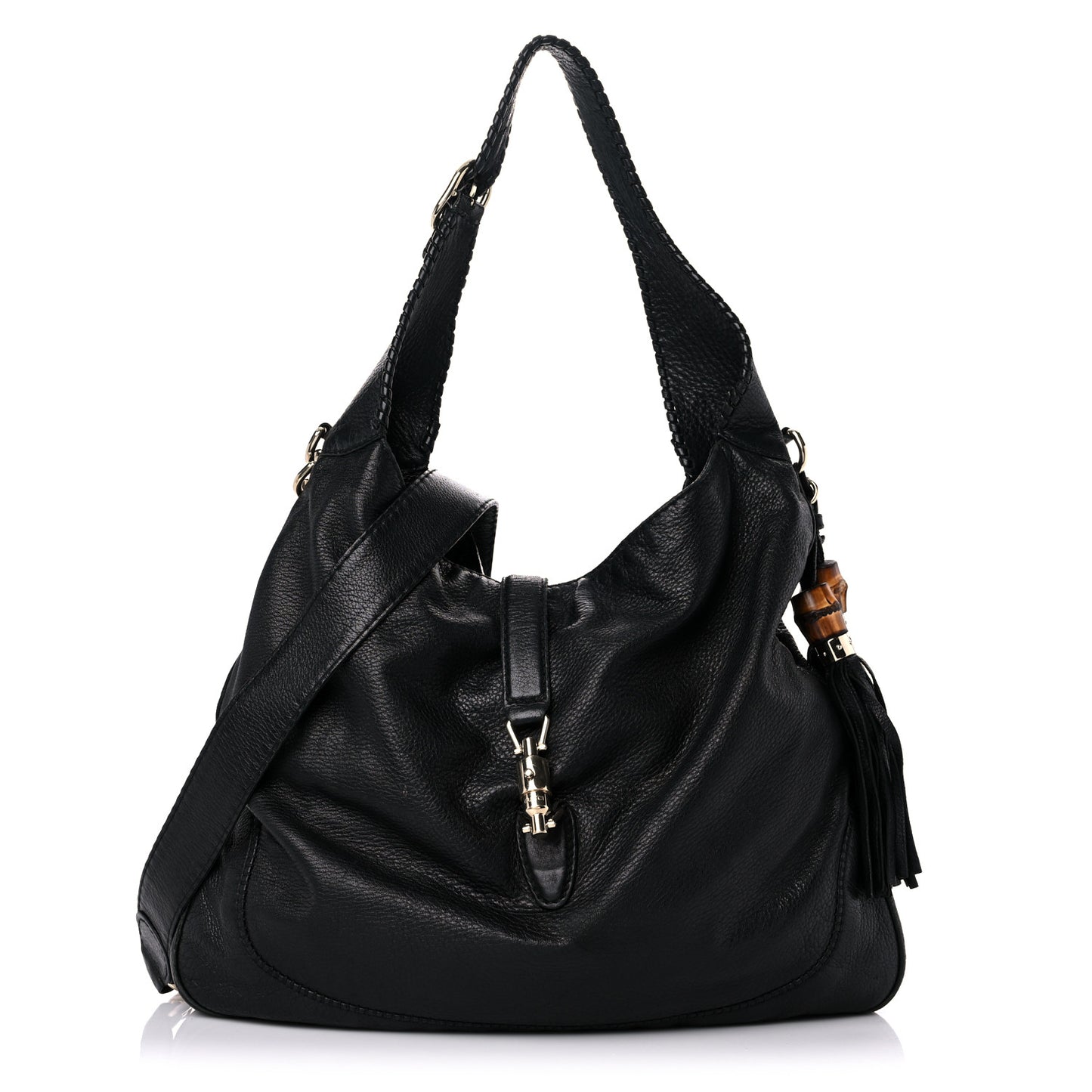 Calfskin Large New Jackie Shoulder Bag Black