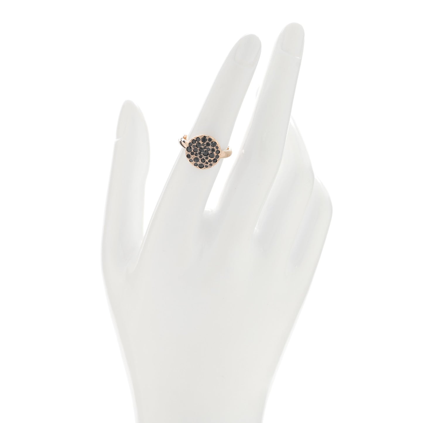 18K Rose Gold Black Diamond Round Sabbia Ring 51 5.75