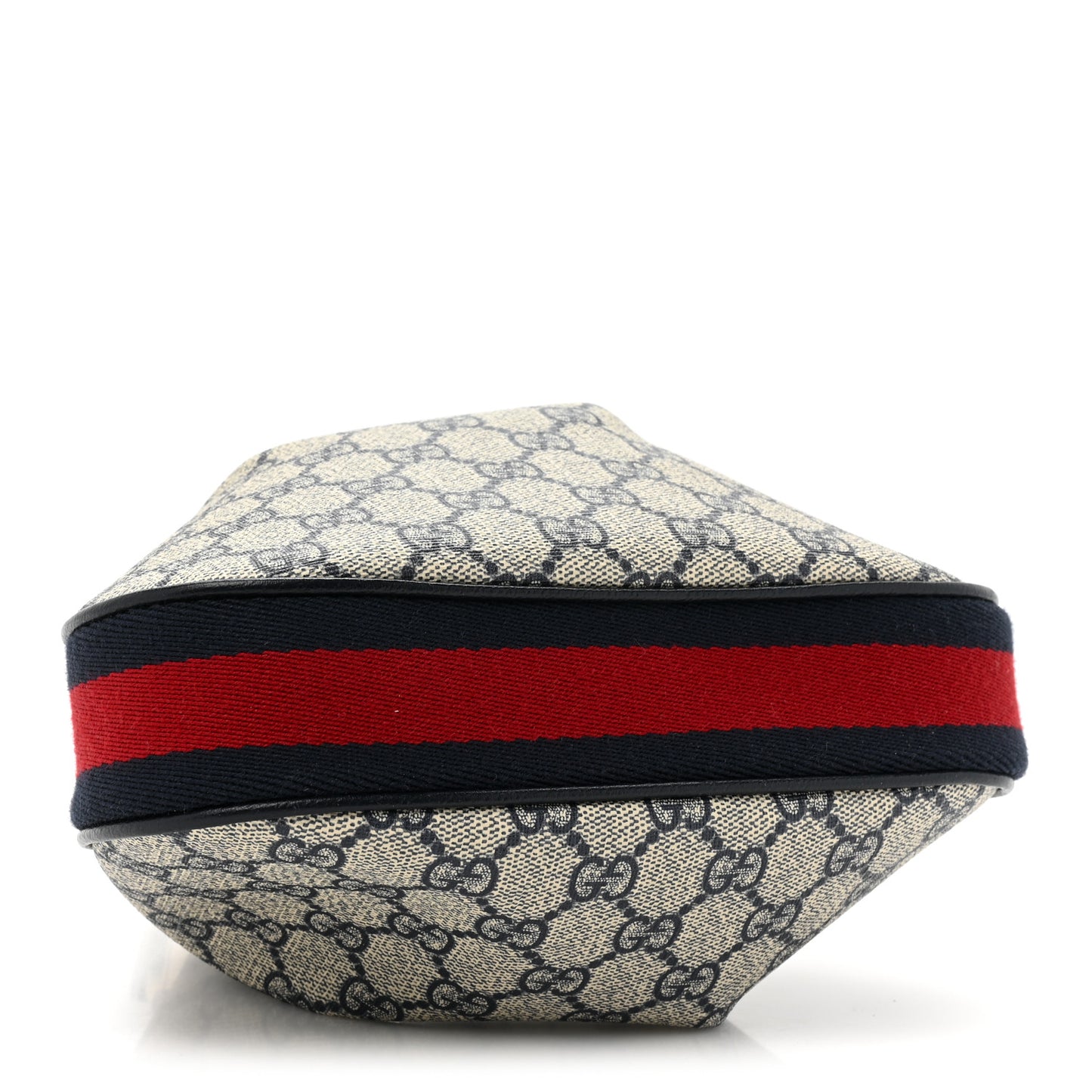 GG Supreme Monogram Textured Calfskin Web Small Attache Shoulder Bag Beige Blue
