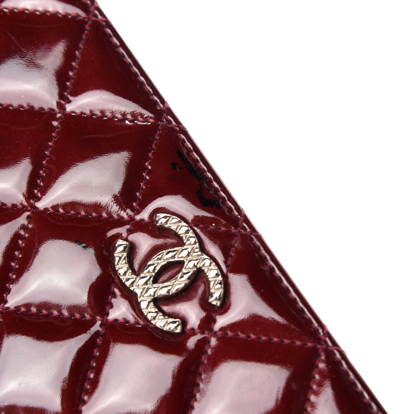 Patent Quilted Brilliant Yen Wallet Burgundy