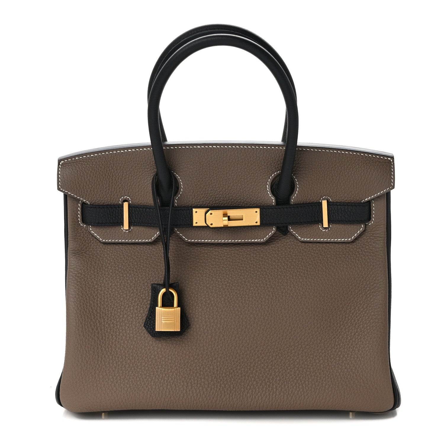 Hermes Togo Horseshoe Birkin 30 Black Etoupe 1 of 11